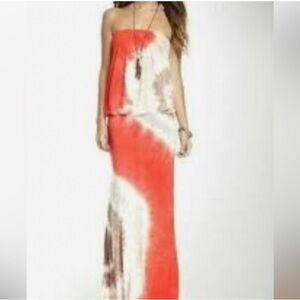 Elegant Strapless Red and White Maxi Dress